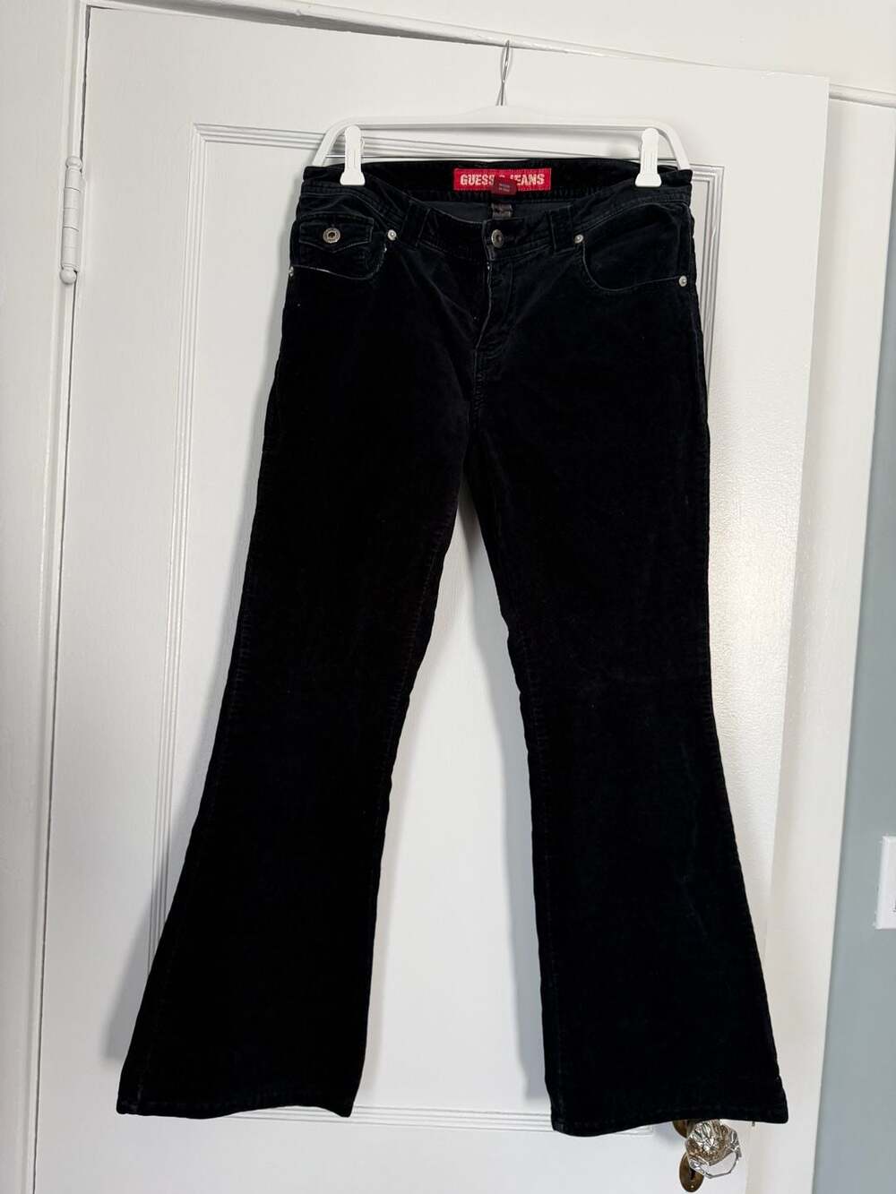 Guess Jeans Y2K Low Rise Black Corduroy Flared Pants Size 28